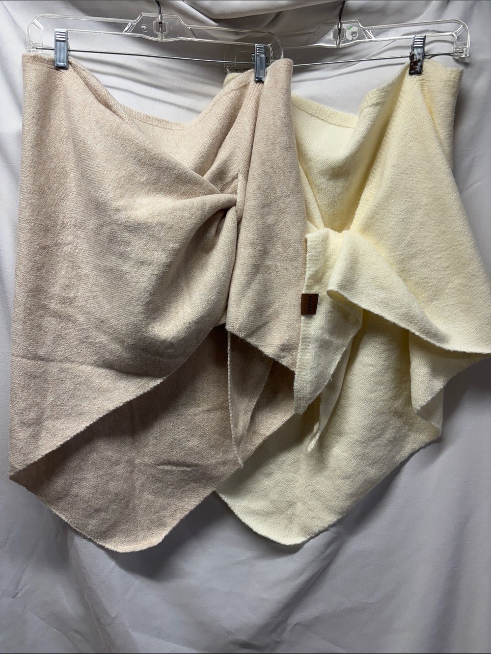 Soft Knit Shoulder Wrap Duo in Cream and Tan
